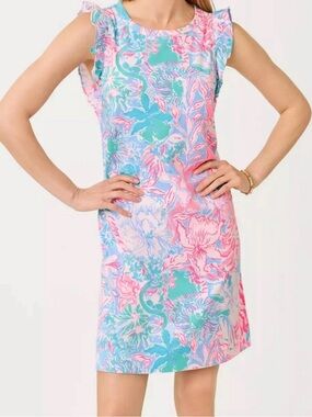 NWT Lilly Pulitzer LAINA T-SHIRT DRESS 👗 “Blue Peri Viva La Lilly” sz LG